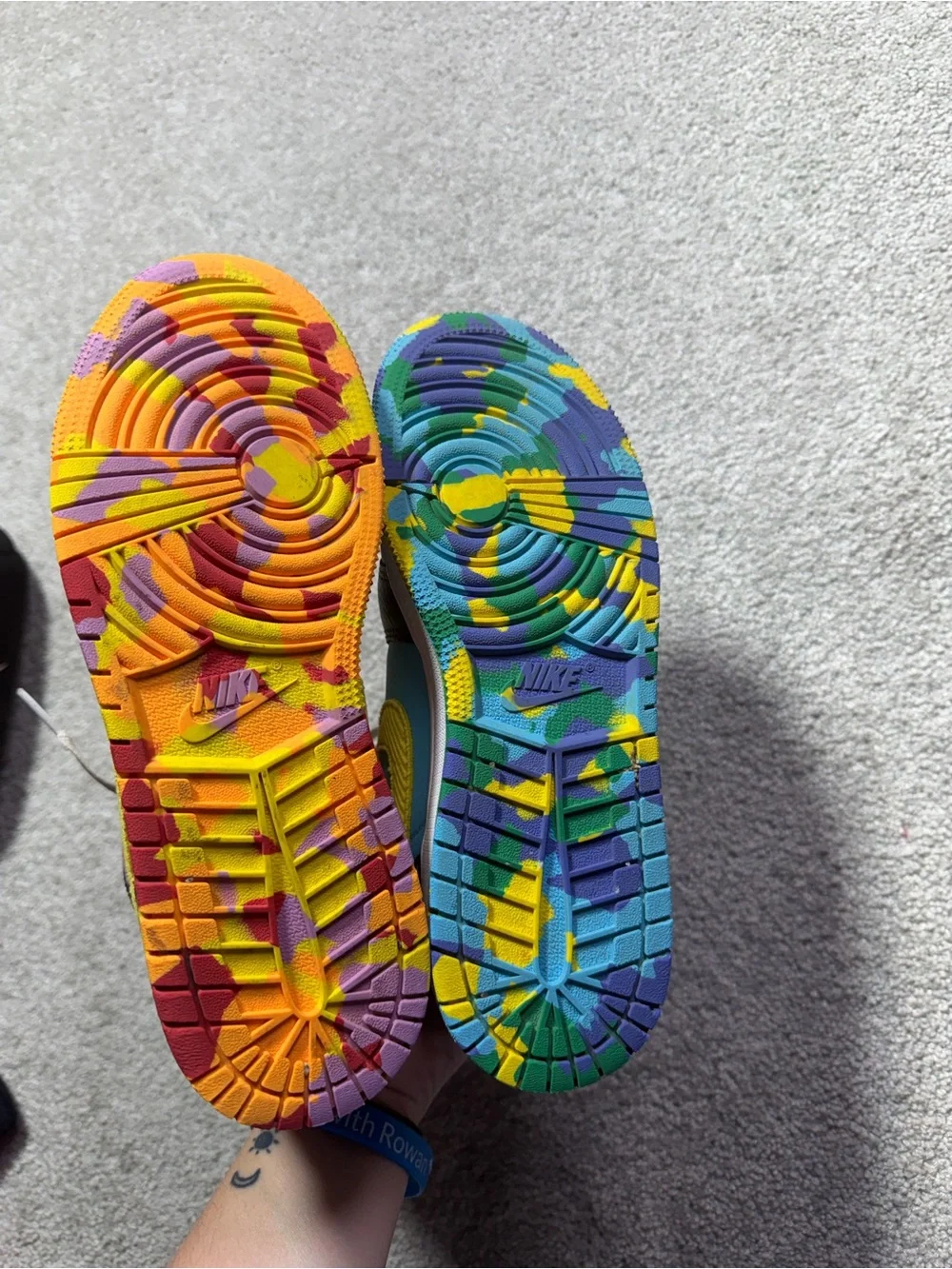 Kids Multicolor Athletic Sneakers with Yellow Swoosh